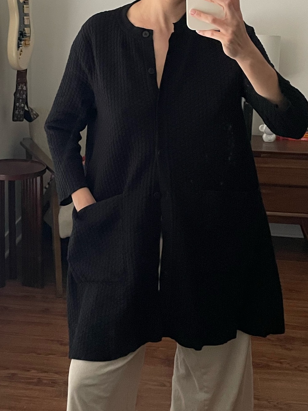 COS textures long thick cardigan with pockets